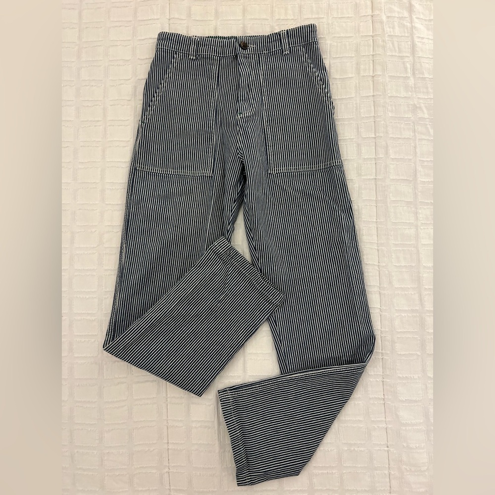 Hickory Stripe Straight Leg Mini Boden Pants Jeans Adjustable Waist Youth 13